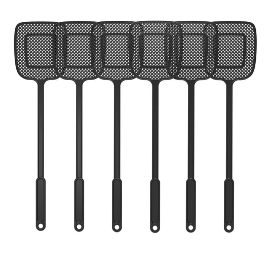 MR.SIGA Heavy Duty Long Handle Fly Swatter, Black, 6 Pack - Available at All In One Marketplace Canada