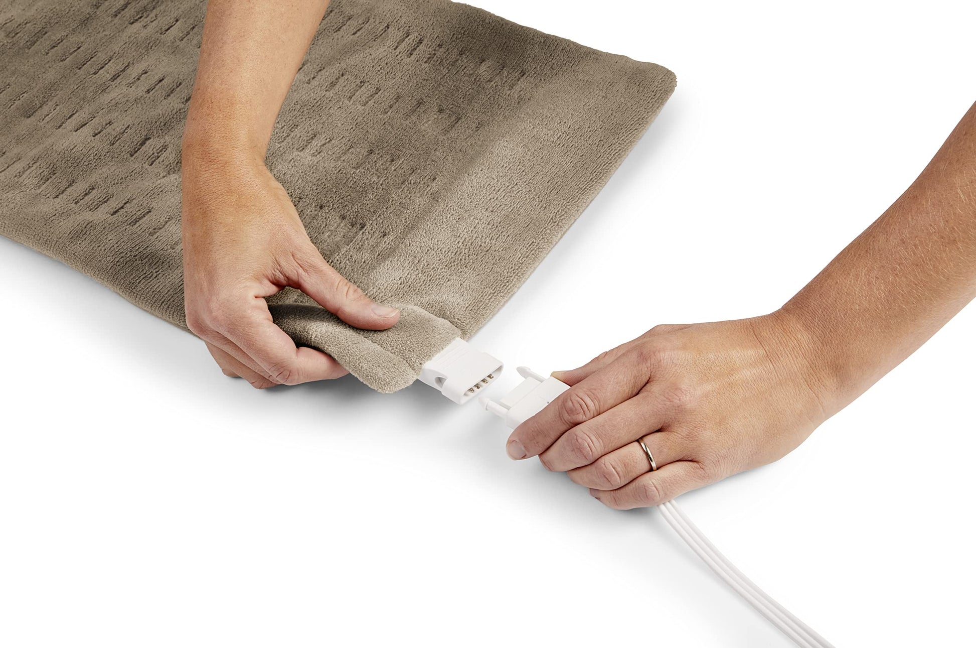 Sunbeam Premium Standard Size Heating Pad with Compact Storage - Moist Electric Heating Pad for Targeted Pain Relief of Back, Neck and Shoulders, 4 Heat Settings, 2 Hour Auto-Off, 12 x 15 inch, Beige - Available at All In One Marketplace Canada