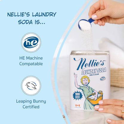 Nellie's Laundry Soda - Concentrated Laundry Detergent Powder - 100 Load - Gentle on Skin and Environment - Fragrance-Free - Made in Canada - Available at All In One Marketplace Canada