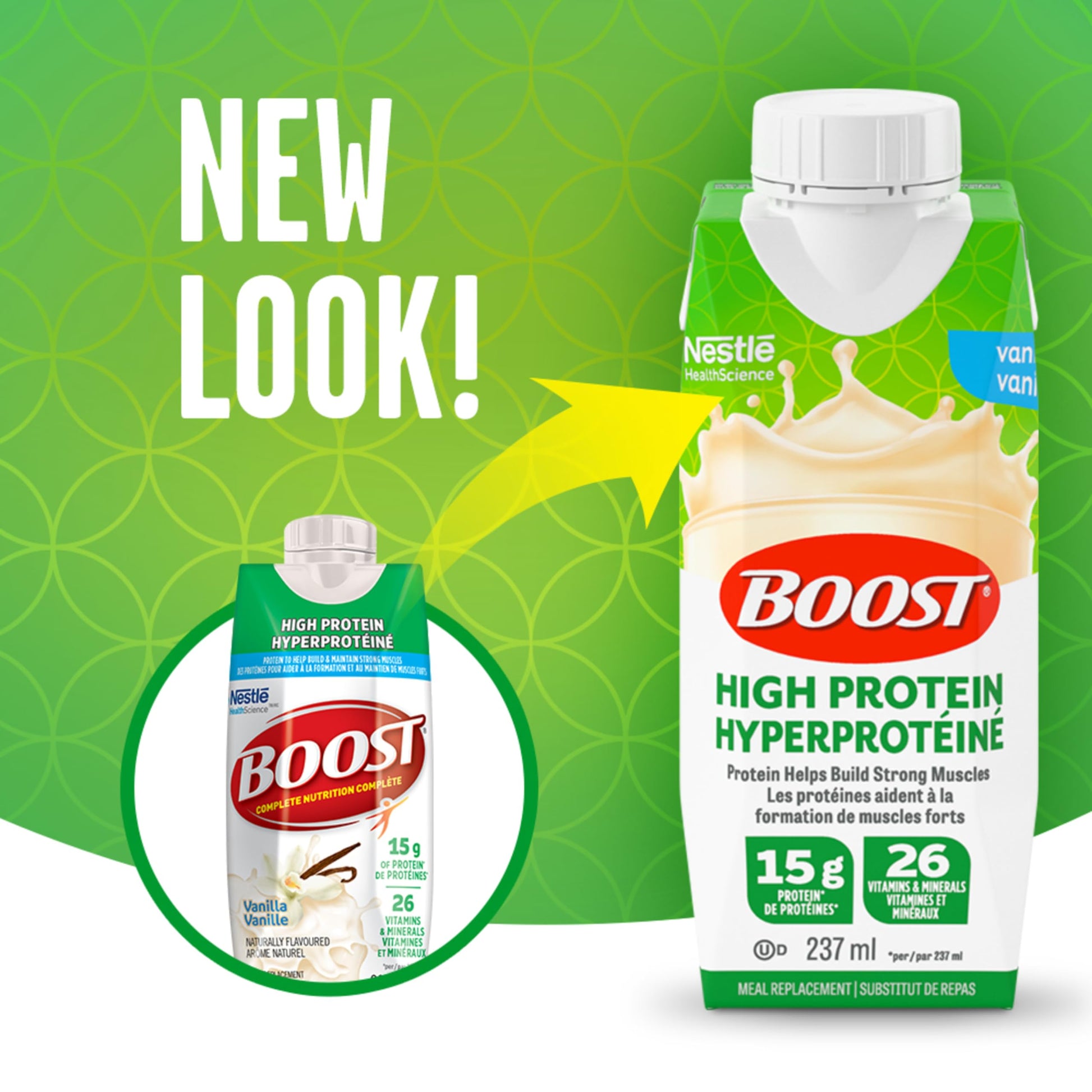 BOOST High Protein Vanilla Meal Replacement Drink, 15g Protein, 237ml Bottles, 6-Pack (4-Pack Case)