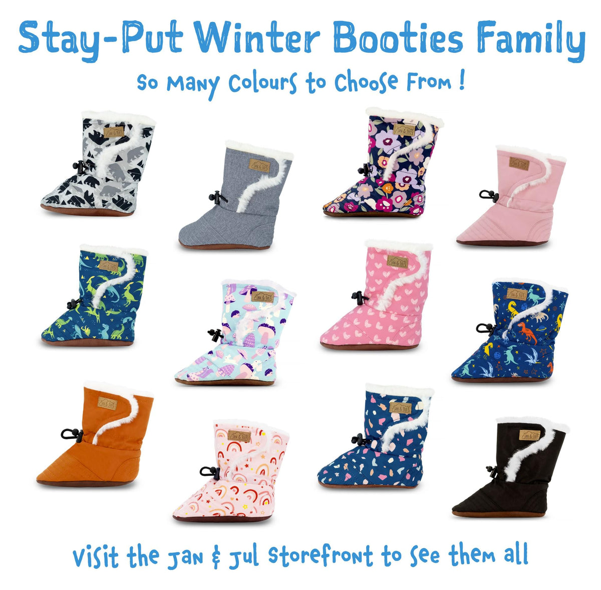 Jan & Jul Stay-Put Winter Baby Booties (Black, M) 🍁 All In One Marketplace Canada