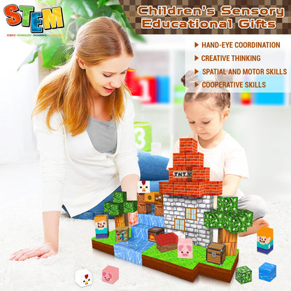 GraceDuck Magnetic Blocks 100PCS Magnet Toy Building Game, Magnetic Building Cubes Toys for Boys Girls Aged 4 5 6 7 8 9 Montessori Sensory Stacking Toy Christmas for Kids Toddlers 🍁 All In One Marketplace Canada
