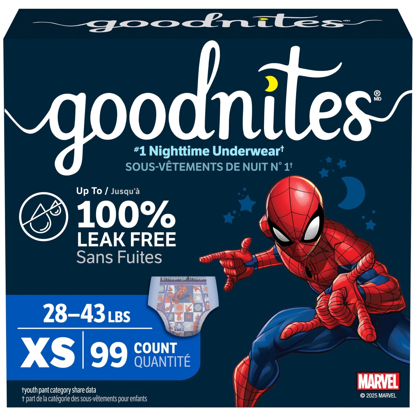 GoodNites Nighttime Bedwetting Underwear, Boys' XS (28-43 lb.), 99 Ct GoodNites