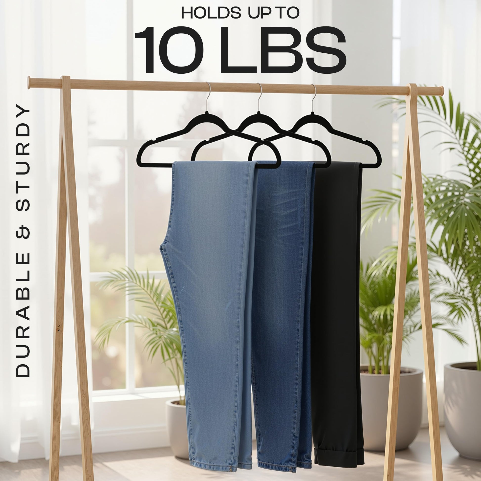 Utopia Home Velvet Hangers 30 Pack, Heavy Duty, Non-Slip, Space Saving Felt Clothes Hangers with 360° Hook & Notches (Black)