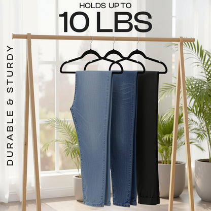 Utopia Home Velvet Hangers 30 Pack, Heavy Duty, Non-Slip, Space Saving Felt Clothes Hangers with 360° Hook & Notches (Black)
