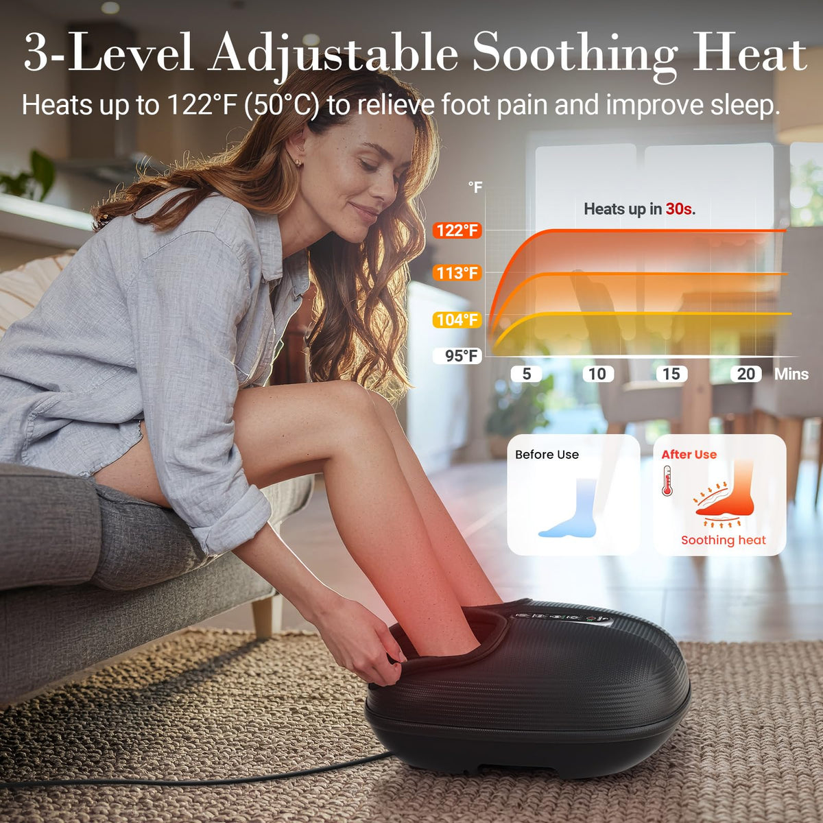 CuPiLo Foot Massager with Heat & Remote for Tired Feet, Up to Size 13 🍁 All In One Marketplace Canada
