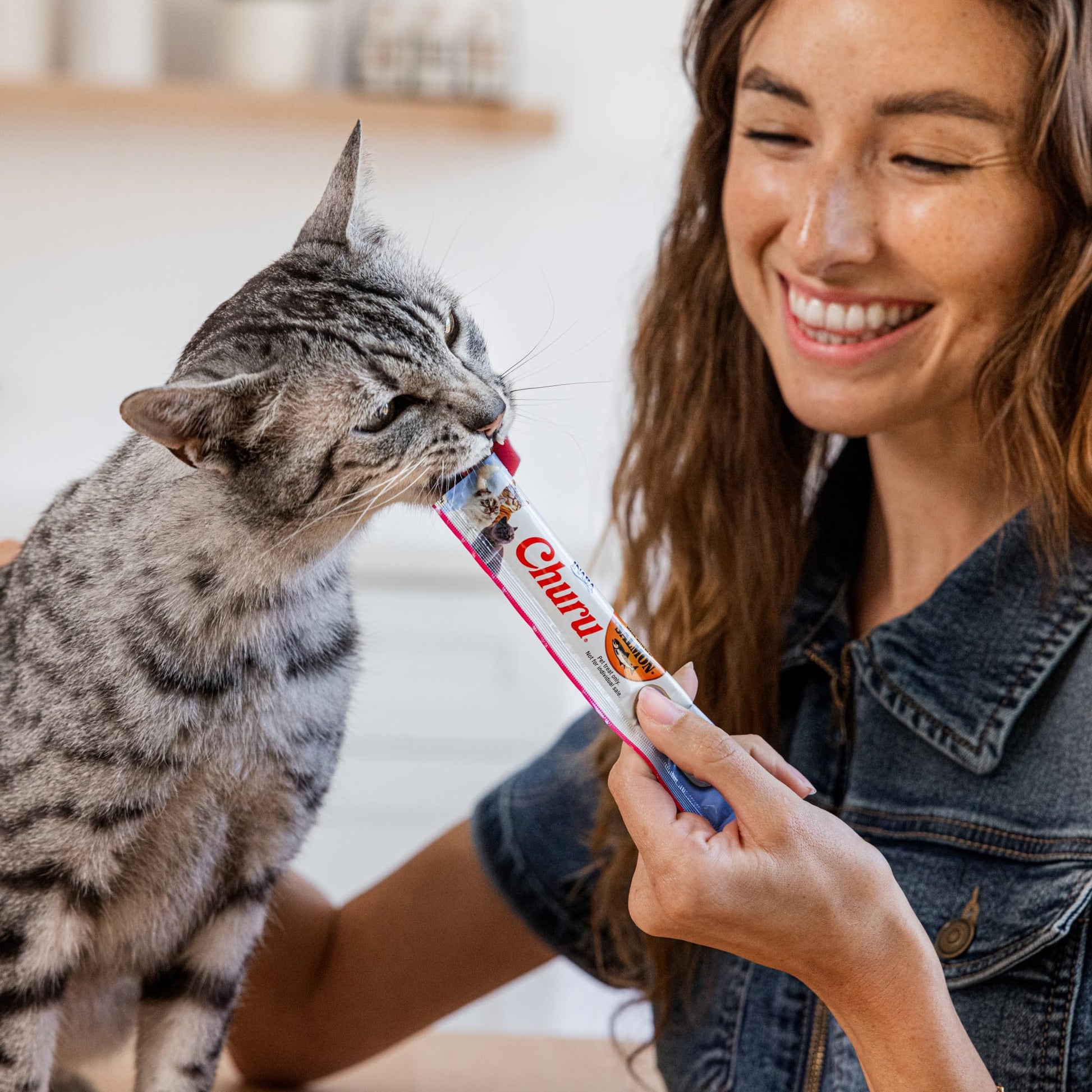 INABA Salmon Churu Cat Treats, Lickable, Squeezable Creamy Purée Cat Treat with Green Tea Extract & Taurine, 14 Grams Each Tube, 20 Tubes, Salmon & Tuna Variety Box - Available at All In One Marketplace Canada