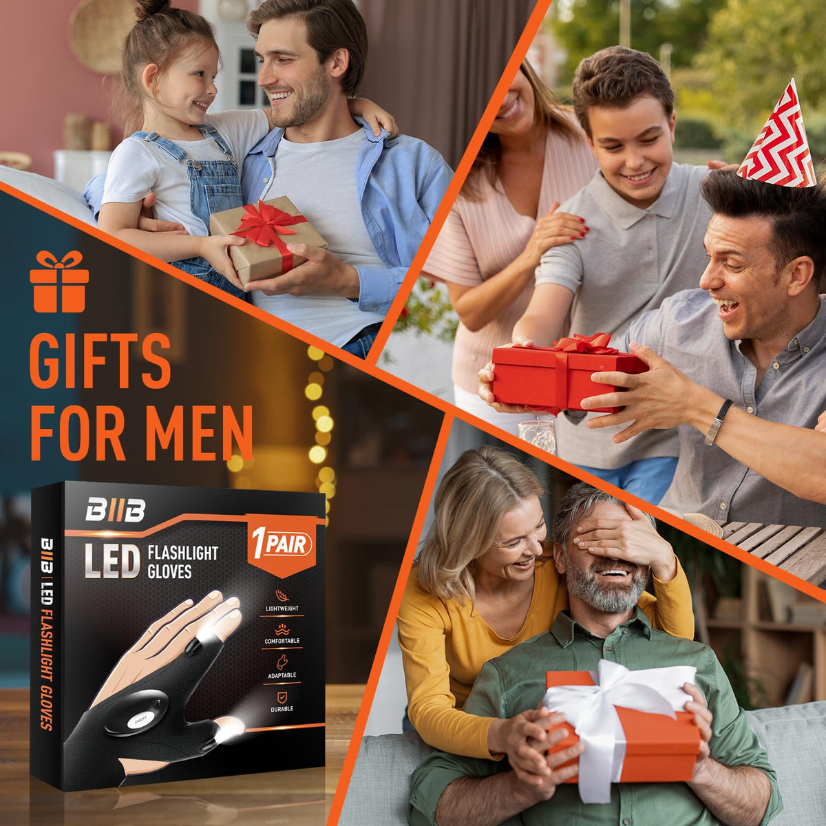 BIIB LED Flashlight Gloves, Christmas Birthday Gifts for Men Light Gloves 🍁 All In One Marketplace Canada