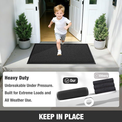 DREPKO Door Mat Waterproof Front Door Mat Outdoor, 2x3 Winter Outdoor Mat Heavy Duty Non Slip Rubber Mat, Low Profile Welcome Mat Entrance Rug for Indoor, Home, Entry and Patio, 24"x36" Black Grey 🍁 All In One Marketplace Canada