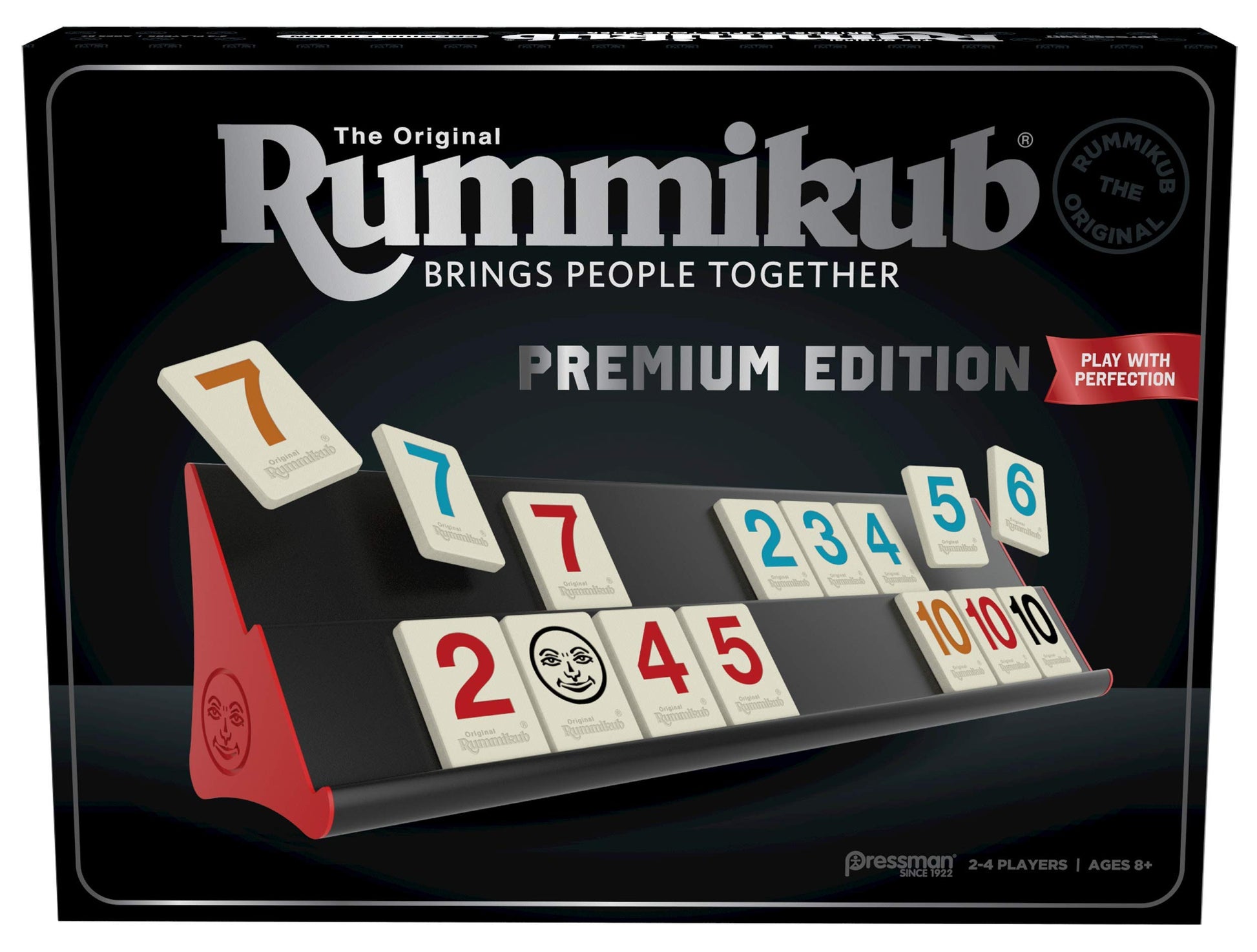 Rummikub Premium Edition - Features Racks - Large Number Engraved Tiles and a Storage Bag for the Ultimate Rummikub Experience Pressman