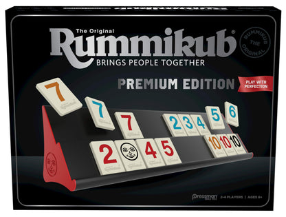 Rummikub Premium Edition - Features Racks - Large Number Engraved Tiles and a Storage Bag for the Ultimate Rummikub Experience Pressman