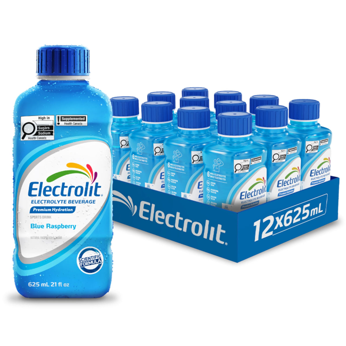 Electrolit Hydration Beverage & Recovery Drink w/Electrolytes, 625ml - Pack of 12- BLUE RASPBERRY