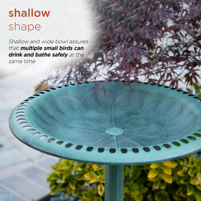 Alpine Corporation 28" Tall Outdoor Birdbath with Scrollwork Decoration Yard Statue 🍁 All In One Marketplace Canada