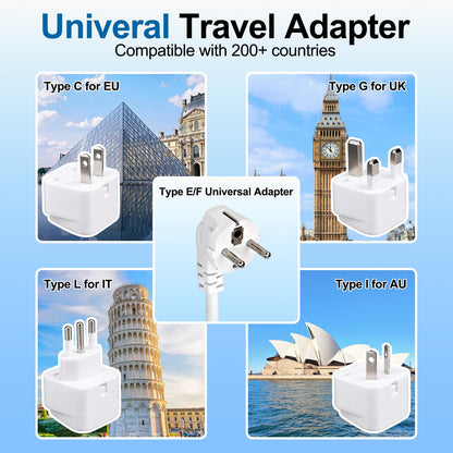 220v to 110v Travel Voltage Converter: International Universal Voltage Converter US to Europe Power Strip Plug Transformer - 2000W Electric Hair Dryer Step Down Outlet Converters for European UK EU