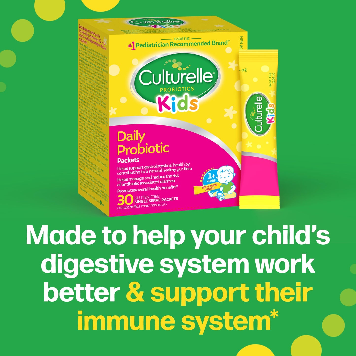 Culturelle Kids Daily Probiotic Packets for Kids | With 100% Naturally Sourced Lactobacillus GG Strain †††††† | Most Clinically Studied Probiotic | Pediatrician Recommended † | 30 Count Packets 🍁 All In One Marketplace Canada
