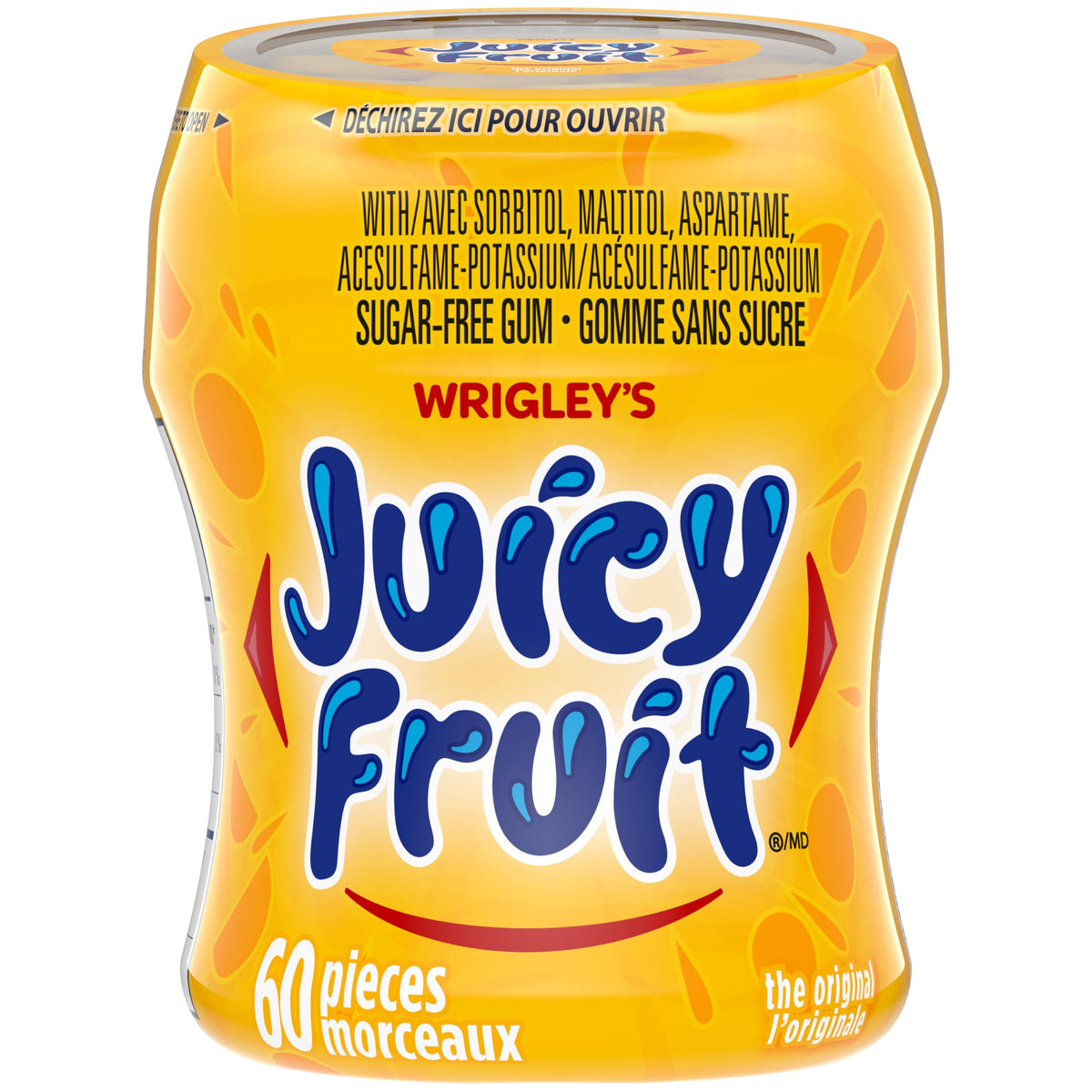 JUICY FRUIT, Fruit Flavoured Chewing Gum, 60 Pieces, 6 Bottles