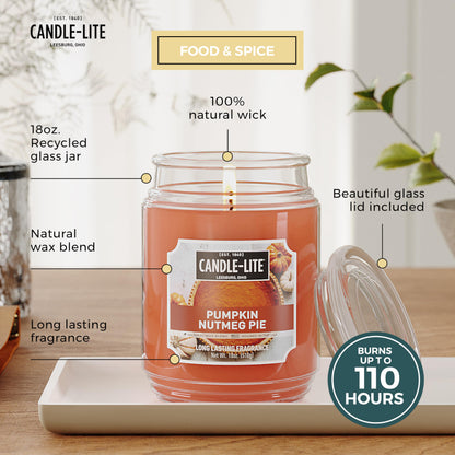 Bougies parfumées d'Halloween Candle-lite, Tarte à la citrouille et noix de muscade, pot de 510 g, fièrement coulée aux États-Unis, bougie d'aromathérapie, mèche unique avec 110 heures de combustion, idéale pour créer une ambiance accueillante