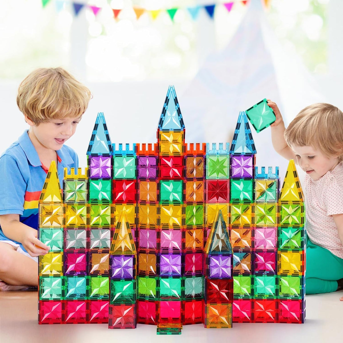 Palano Magnetic Tiles,100PCS Star Magnetic Building Blocks Toy for Ages 3+,Magnetic Tiles for Toddlers Gifts,Montessori Toys,STEM Toys Christmas Toy Gift for Kids Boys and Girls 🍁 All In One Marketplace Canada