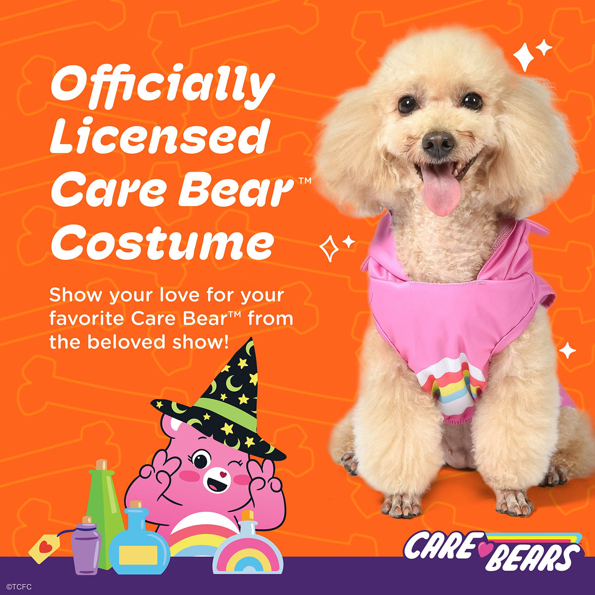 Sweat à capuche sans manches pour chien Care Bear pour Halloween, modèle « Toubisou » - Costumes d'Halloween sous licence officielle pour chiens, taille L