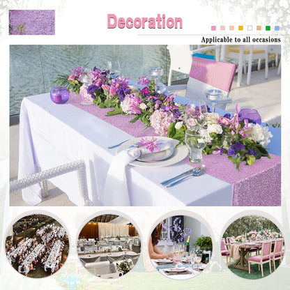 B-COOL Purple Table Runners 4 Pack 12x72 Inch Sequin Lavender Runner for Tables Halloween Party Decor Christmas Holiday Birthday Bridal Baby Shower Wedding Decorations