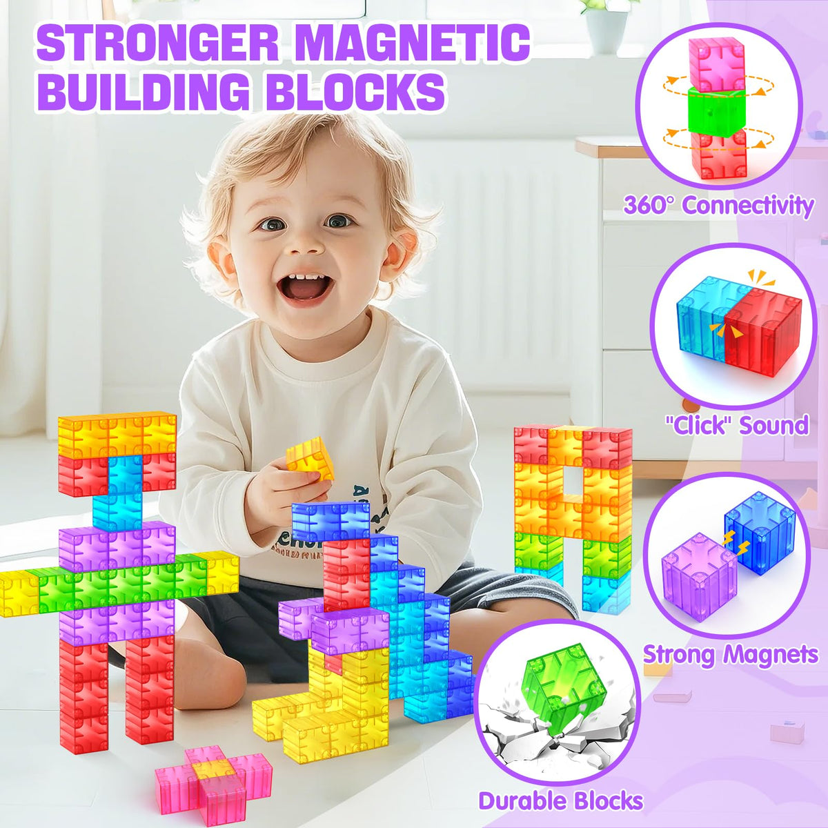 Feoxialy Magnetic Blocks - Clear Magnetic Cubes 1.21 inch, Building Blocks 🍁 All In One Marketplace Canada