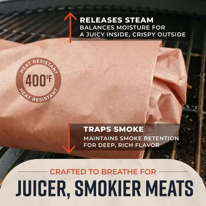 Bryco Goods Pink Butcher Paper Roll - 18 Inch x 100 Feet - Food Grade Peach Paper for Smoking & Grilling Meat, BBQ, Brisket - Unbleached Unwaxed Uncoated