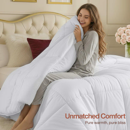 Utopia Bedding Comforters Twin Size, All Season Duvet Insert, Down Alternative Box Stitched Bed Comforter with Corner Tabs, Machine Washable (White)