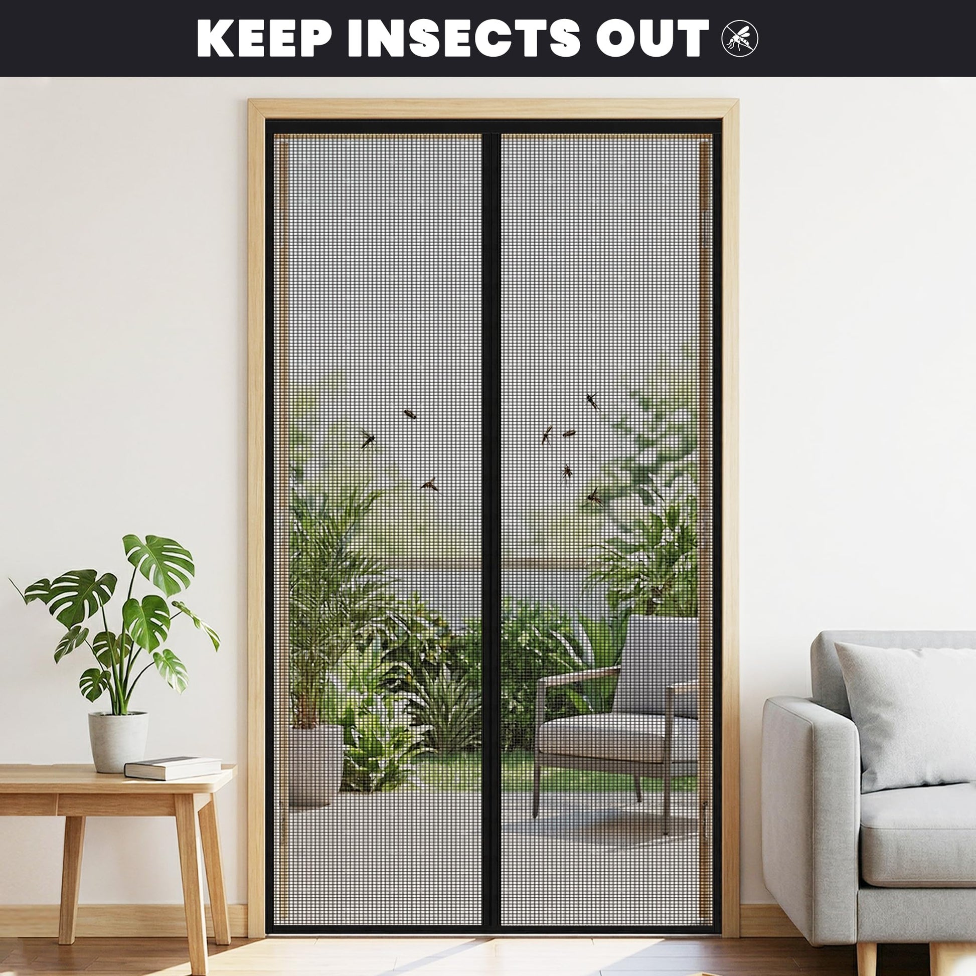 Magnetic Screen Door 36"W x 82"H, Fits Door Size to 34"W x 80"H, Heavy Duty Fiberglass Moustiquaire Magnétique, Screen Mesh with Automatic Block Closure, Walk Through Easily for Kids Pets