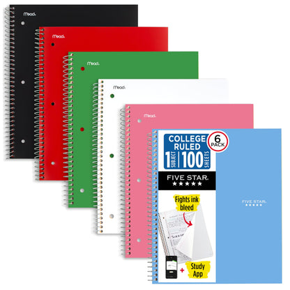 Five Star 1-Subject Notebook, 8.5" x 11" Paper Size, 200 Pages, 6-Pack 🍁 All In One Marketplace Canada