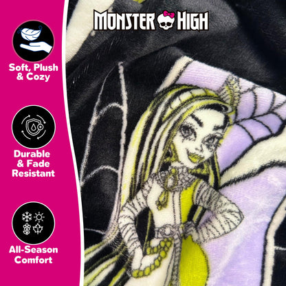 Couverture en peluche ultra-douce et confortable Monster High pour Halloween, 127 cm x 178 cm, (produit sous licence officielle) par Franco