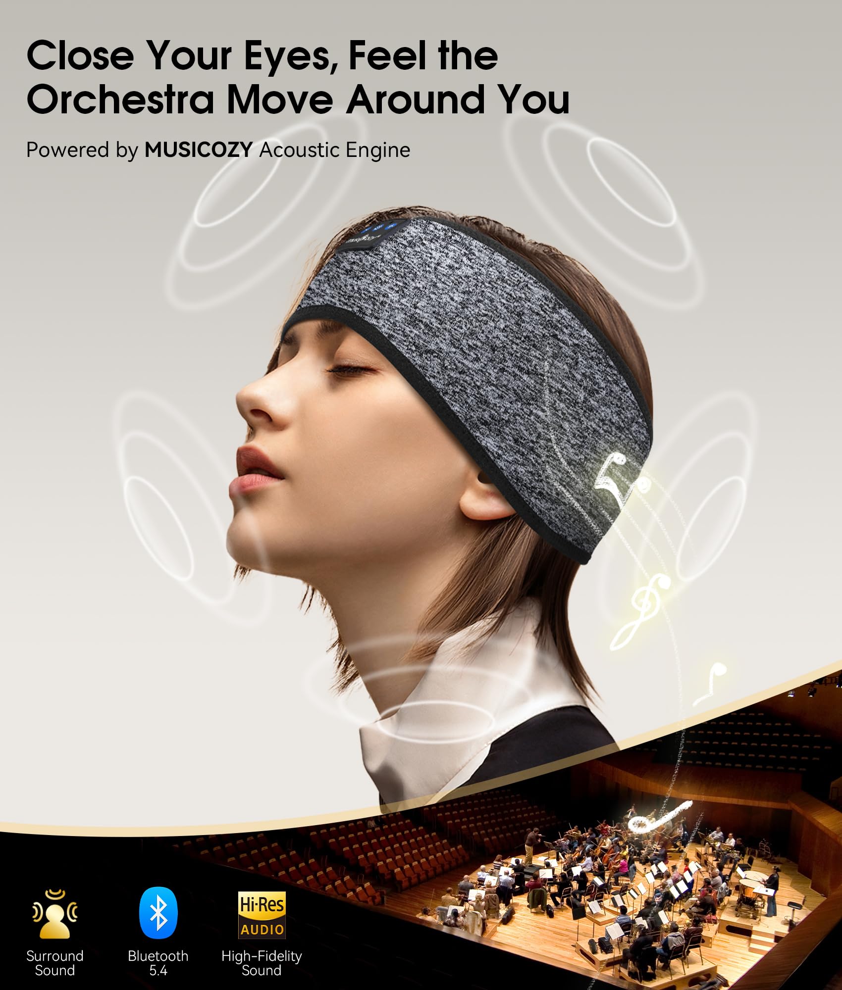 MUSICOZY Bluetooth 5.4 Sleep Headphones Headband, Wireless Sleeping Headphones Sleep Mask Earbuds IPX6 Waterproof for Side Sleepers Workout Running Insomnia Travel Yoga Cool Tech Gadgets Unique Gift - Available at All In One Marketplace Canada