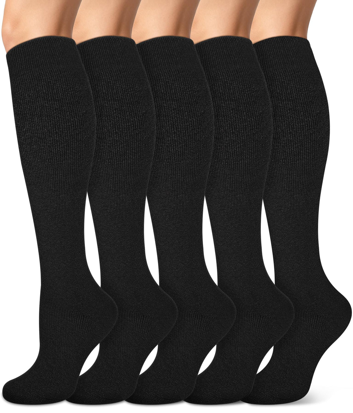 Knee High Socks for Women Boot Black Long Thick Warm Winter Socks Support For Hiking Work(5 Pairs Black) 🍁 All In One Marketplace Canada
