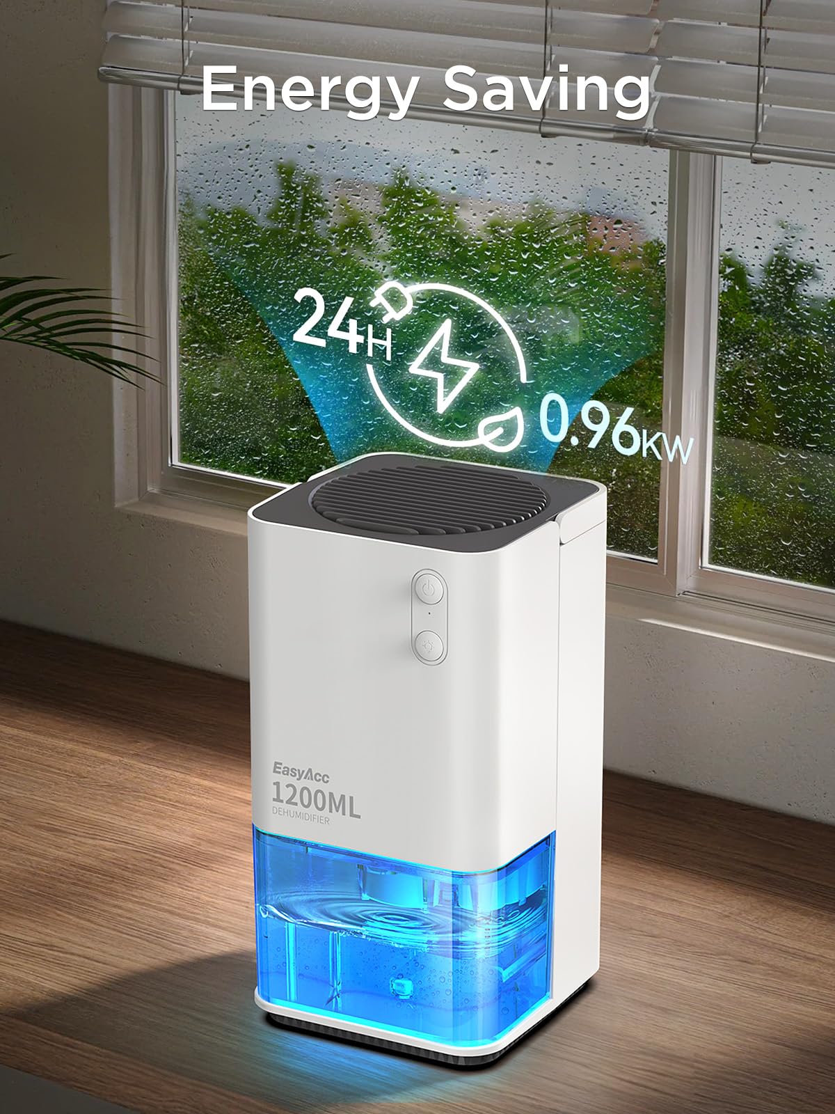 EasyAcc® Dehumidifiers, 40 oz Water Tank, (450sq ft) Quiet Dehumidifiers for RV Bedroom Bathroom Closet Auto Shut off 1200ml Small Dehumidifier with Handle, 7 Lights for Closets Trailer