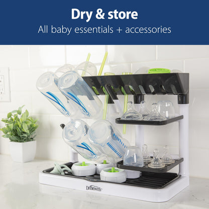 Dr. Brown’s™ Drying Tower, Stand-Up Drying Rack, Countertop Baby Bottle Drying with Organized Storage for Baby Essentials, Space Saving Vertical Rack