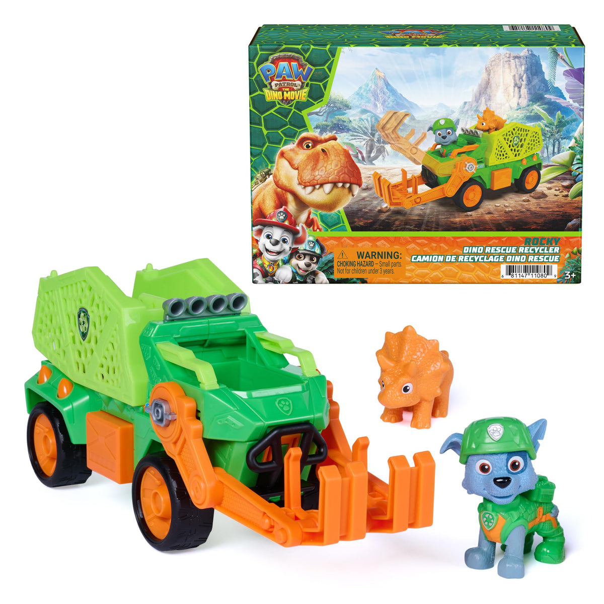 PAW Patrol The Dino Movie Rocky Dino Rescue Recycler Toy Vehicle