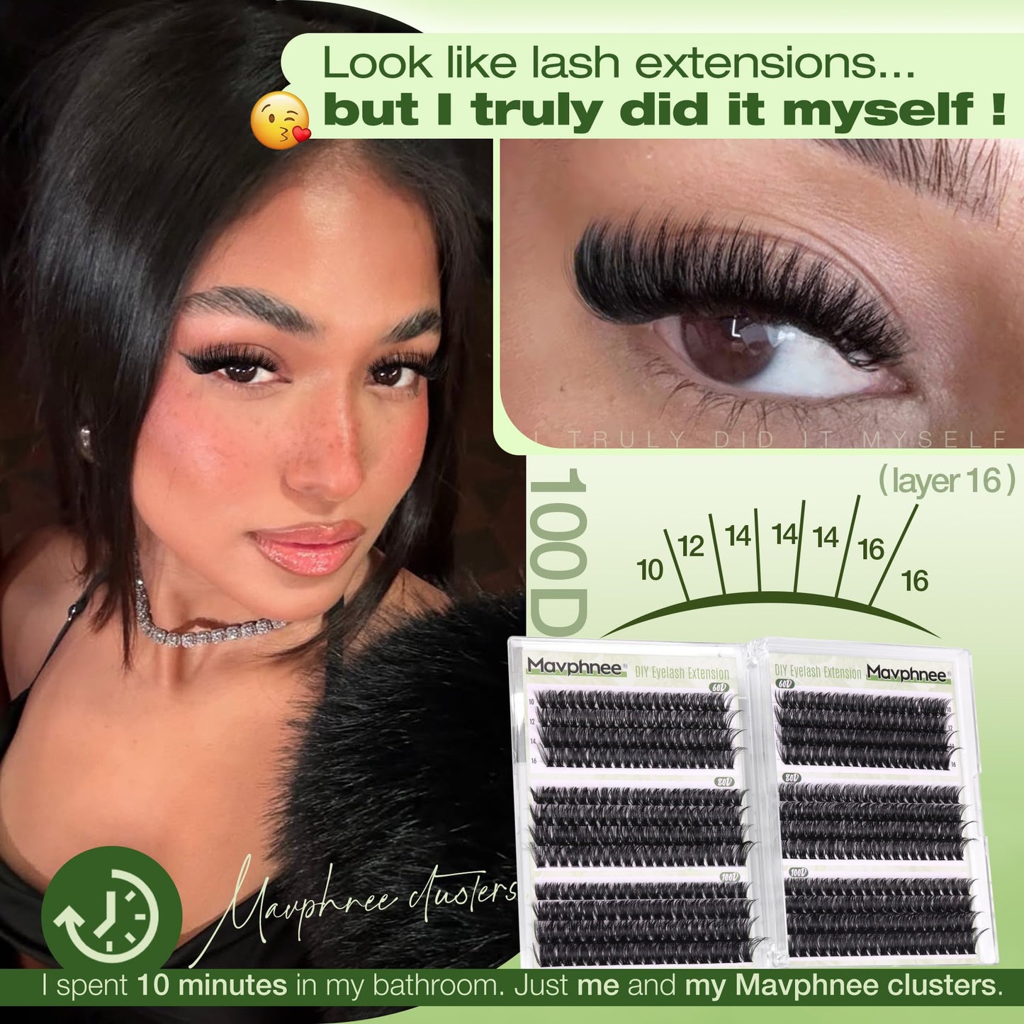 D Curl Cluster Eyelash Extensions 480Pcs Volume Lash Extensions DIY Eyelash Extensions for Beginners Wispy Eyelash Clusters Natural Fluffy Individual Lashes Clusters (60D 80D 100D Mixed, 10-16MM) - Available at All In One Marketplace Canada