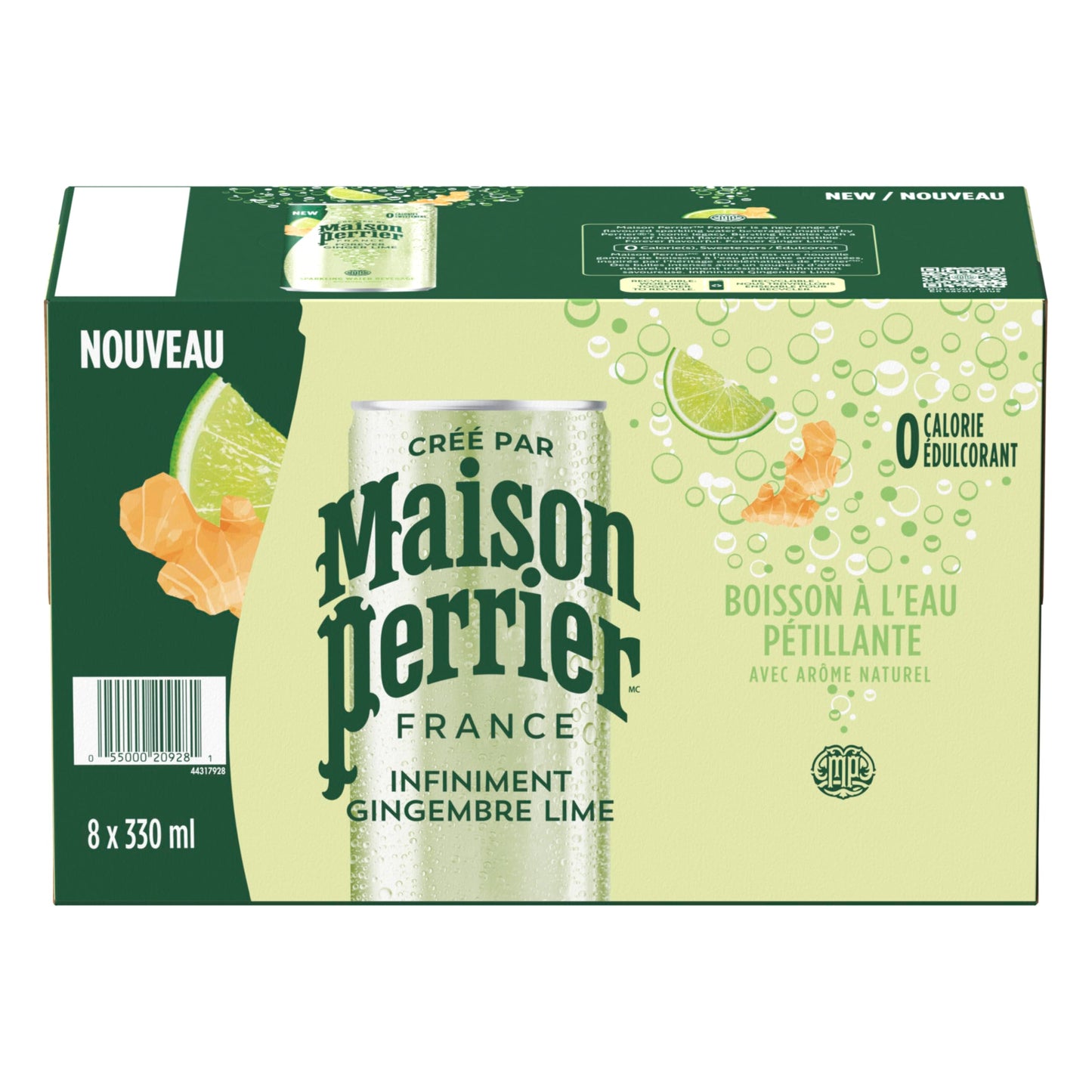 Maison Perrier Forever Ginger Lime Sparkling Water – 24 Pack of 330ml Cans