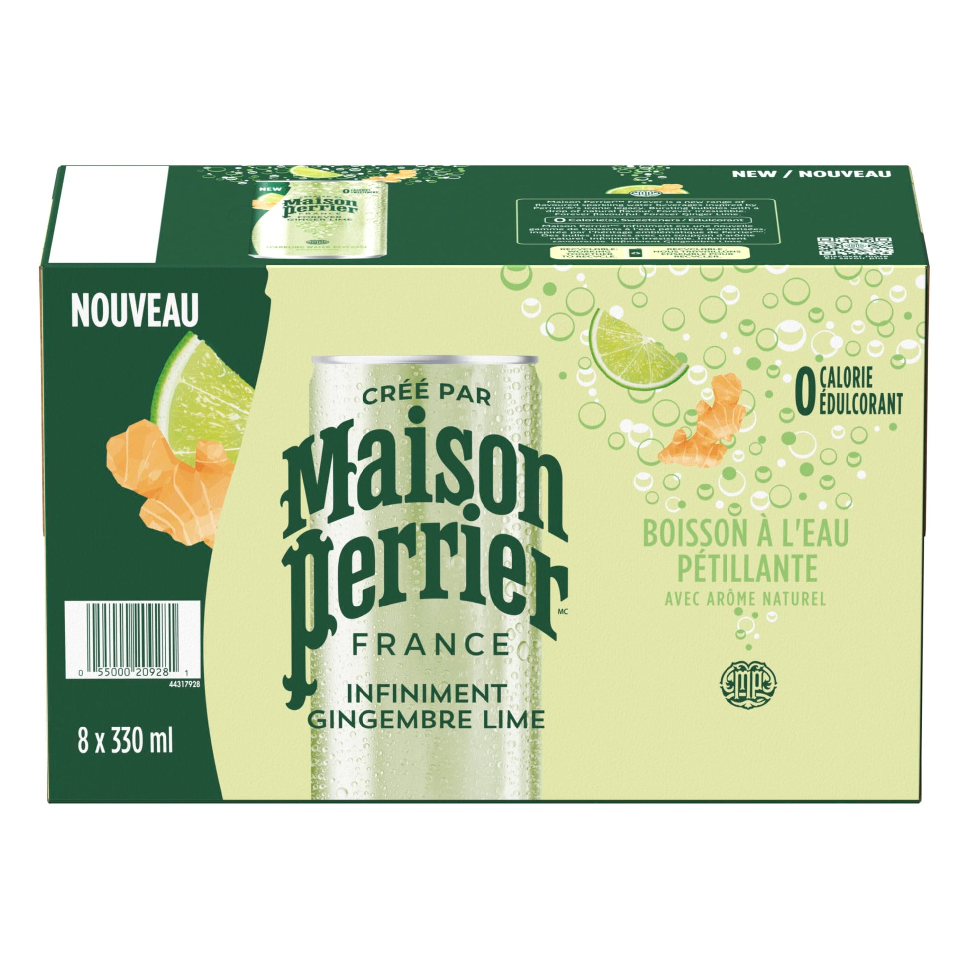 Maison Perrier Forever Ginger Lime Sparkling Water – 24 Pack of 330ml Cans