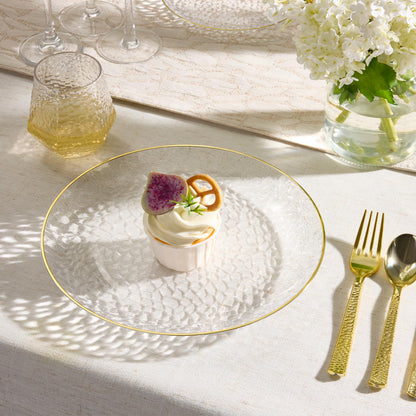 Goodluck 100 Pcs Clear Hammered Plastic Plates with Gold Rim for 50 Guests 🍁 All In One Marketplace Canada