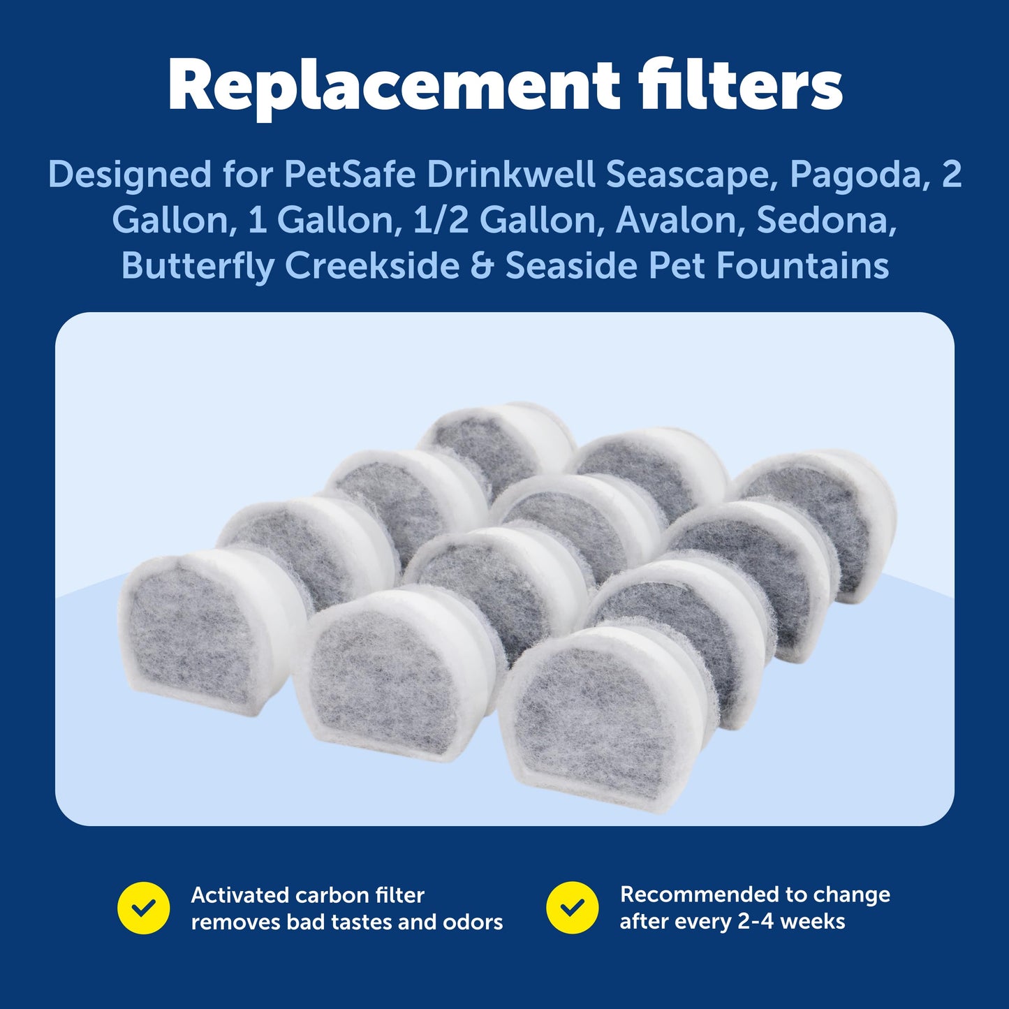 PetSafe Drinkwell Single Cell Carbon Replacement Filter, Dog and Cat Water Fountain Filters, 12 Pack White PetSafe