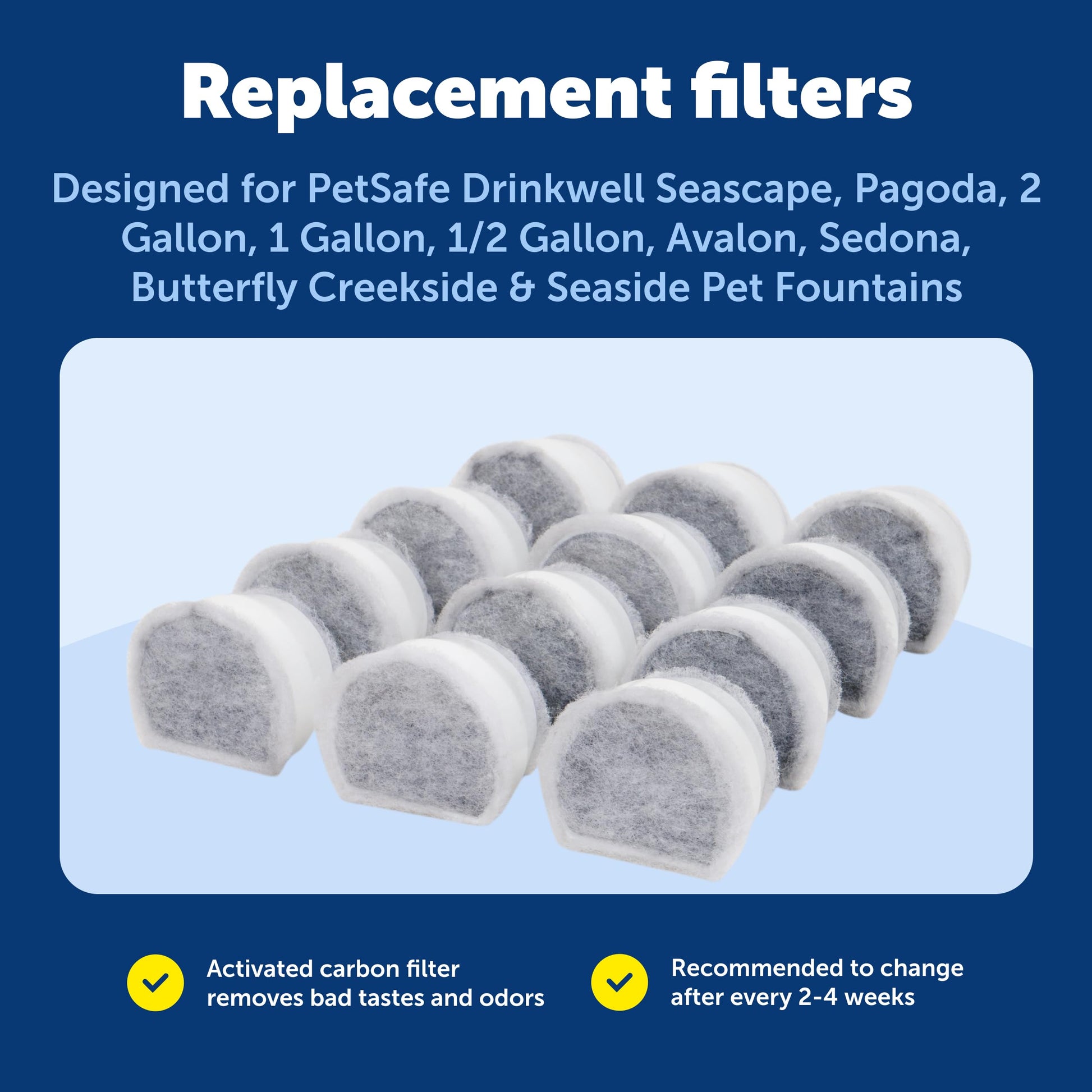 PetSafe Drinkwell Single Cell Carbon Replacement Filter, Dog and Cat Water Fountain Filters, 12 Pack White PetSafe