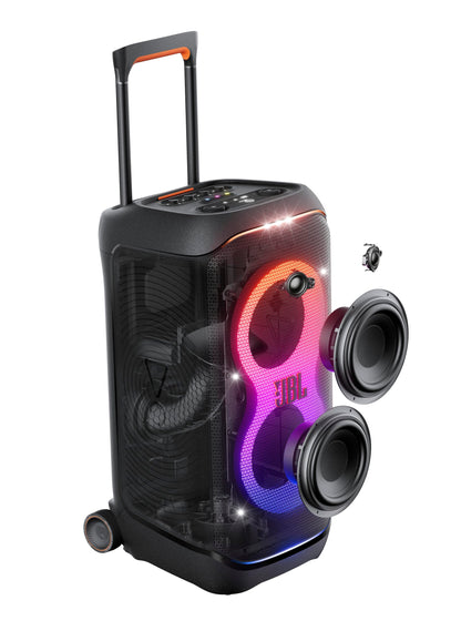 JBL PartyBox Stage 320 - Portable Party Speaker with Telescopic Handle & Wide, Sturdy Wheels, Powerful JBL Pro Sound, Futuristic lightshow, Up to 18 Hours of Play time, Splash Proof JBL