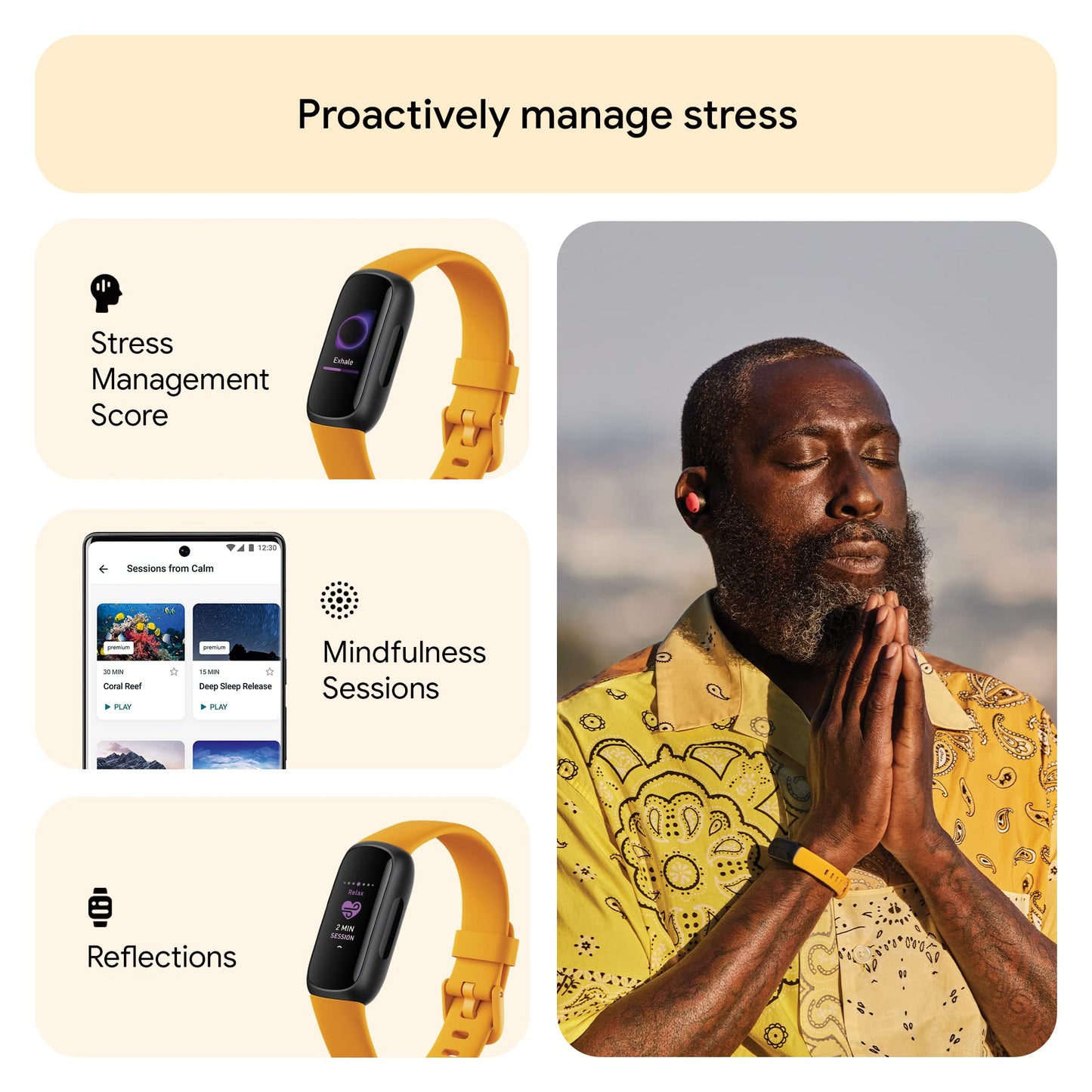Google Fitbit Inspire 3 - Health and Fitness Tracker - Morning Glow / Black