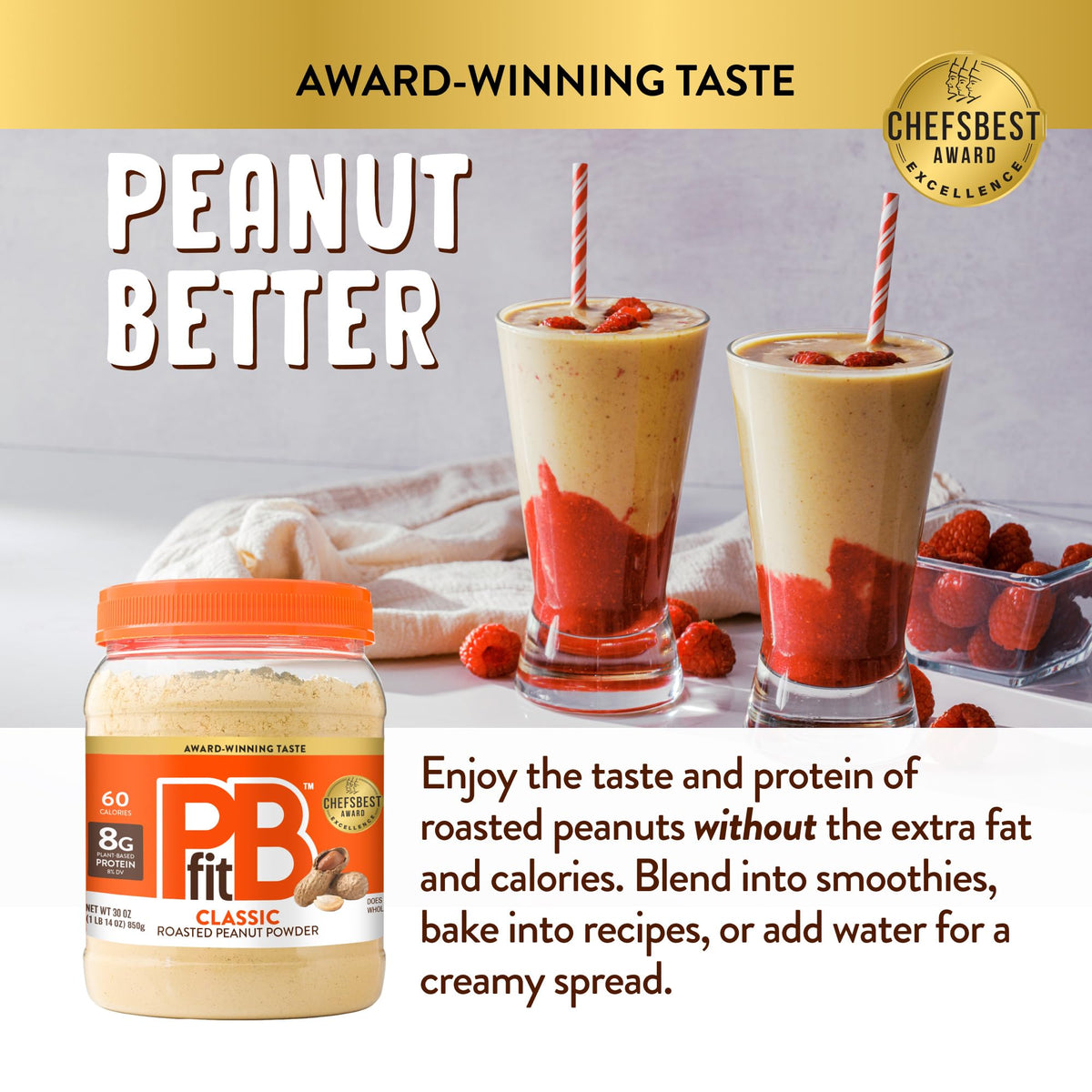 PBfit All-Natural Peanut Butter Powder Spread From Real Roasted Pressed Peanuts, 8g of Protein, 30 Oz