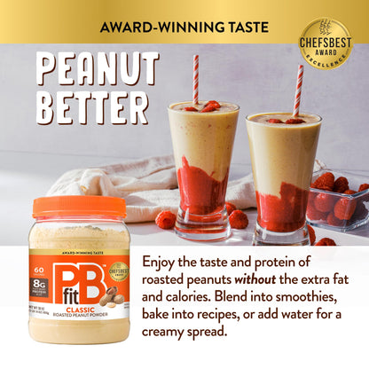 PBfit All-Natural Peanut Butter Powder Spread From Real Roasted Pressed Peanuts, 8g of Protein, 30 Oz