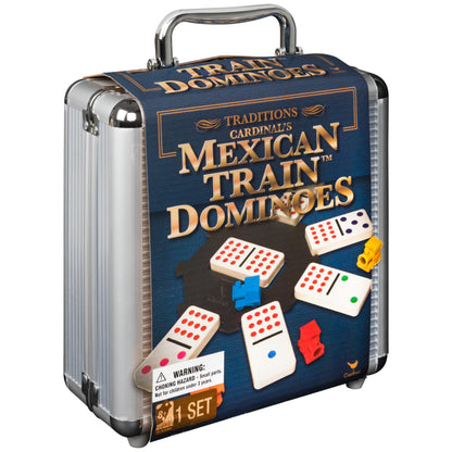 Spin Master Games, Mexican Train Dominoes Set in Aluminum Carry Case, Includes Colorful Trains for Fun-Filled Family Game Night, for Kids & Family, 2-8 Players, for Ages 8 & Up 🍁 All In One Marketplace Canada