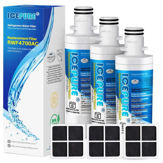 ICEPURE ADQ747935 Replacement for LG LT1000P, MDJ64844601, Kenmore Elite 9980, ADQ74793501 LT1000PC ADQ74793502, LMXS28626S, LMXC23796S, LFXS26973D Refrigerator Water and LT120F Air Filter, 3PACK