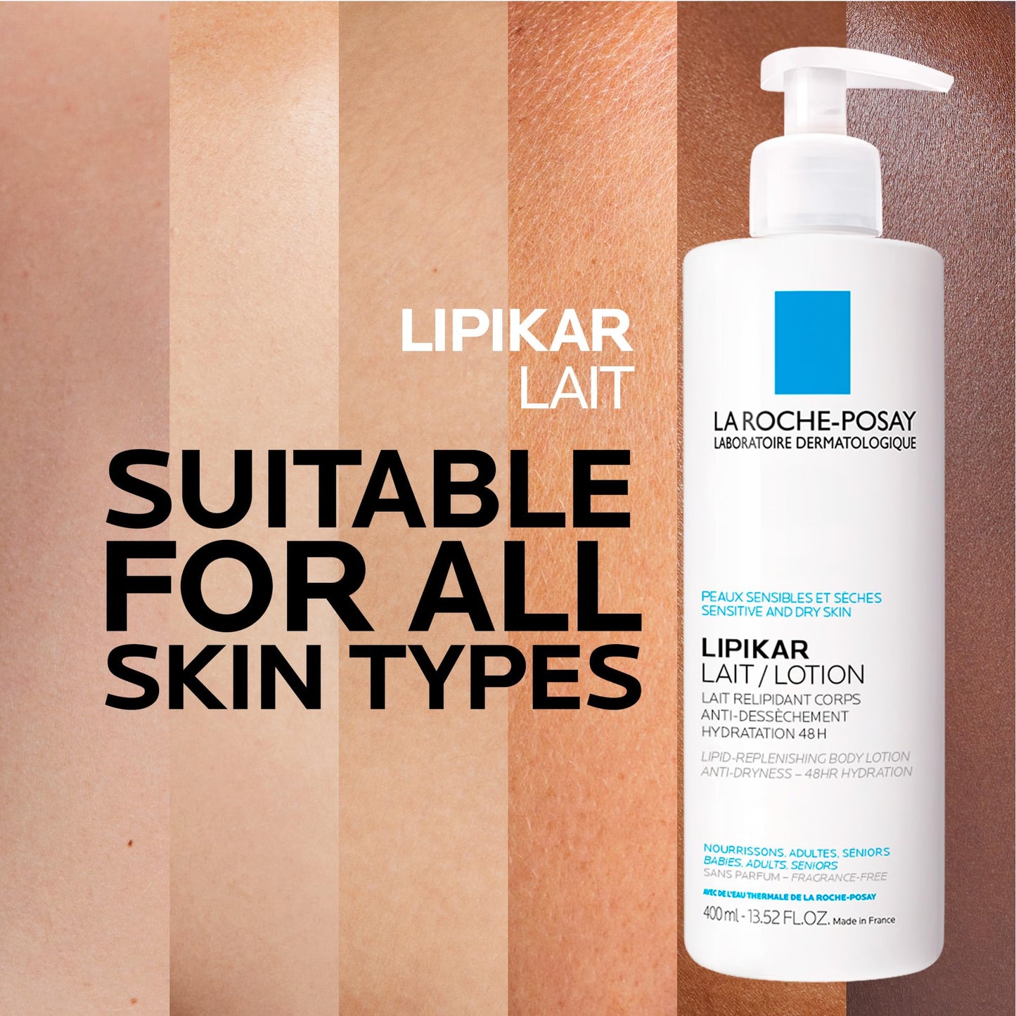 La Roche-Posay Body Lotion, Lipikar Body Lotion Daily Repair Moisturizing Lotion with Shea Butter and Glycerin, Fragrance Free, Paraben Free, 400mL - Available at All In One Marketplace Canada