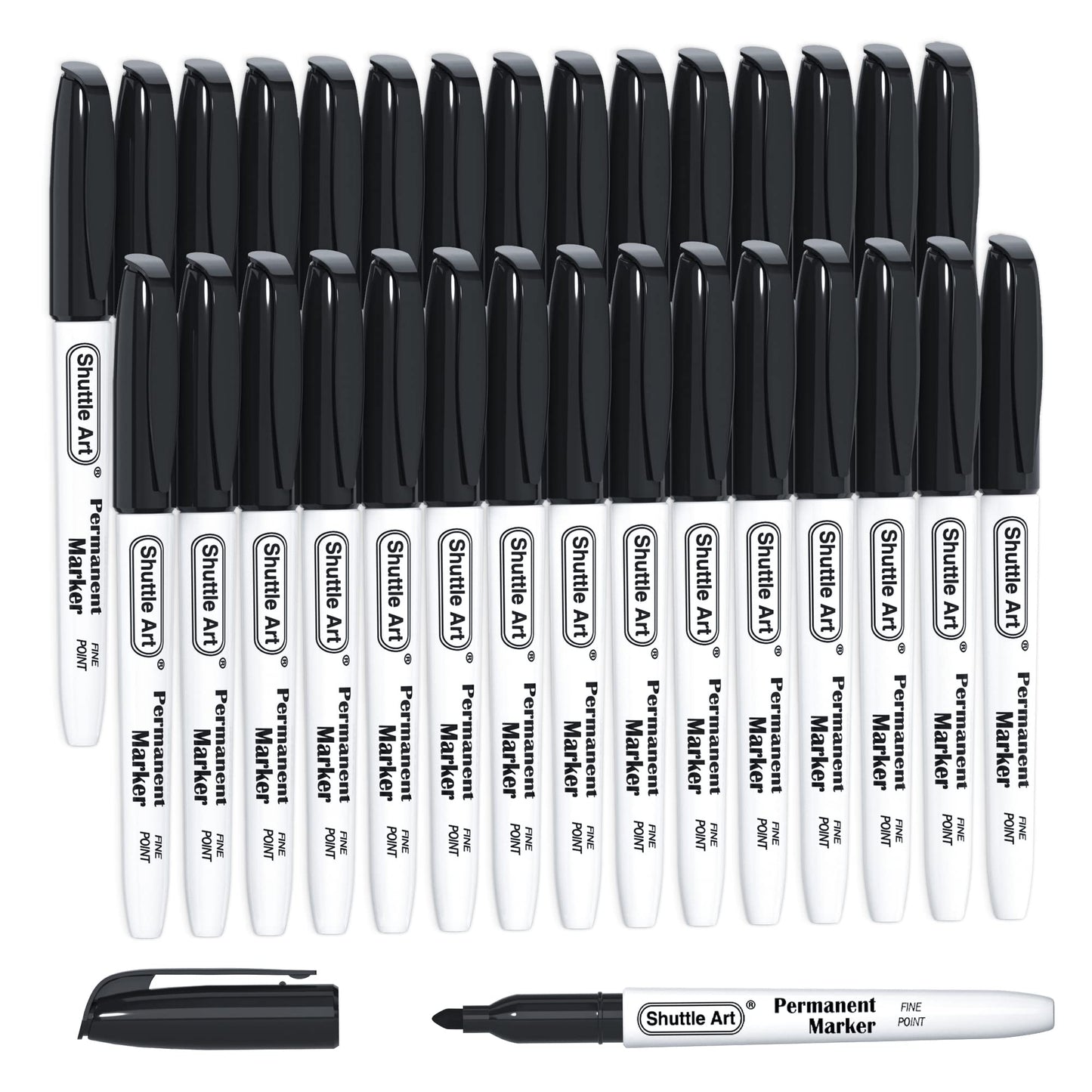 Shuttle Art Permanent Markers, 30 Pack Black Permanent Marker set,Fine Point, Works on Plastic,Wood,Stone,Metal and Glass for Doodling, Marking…