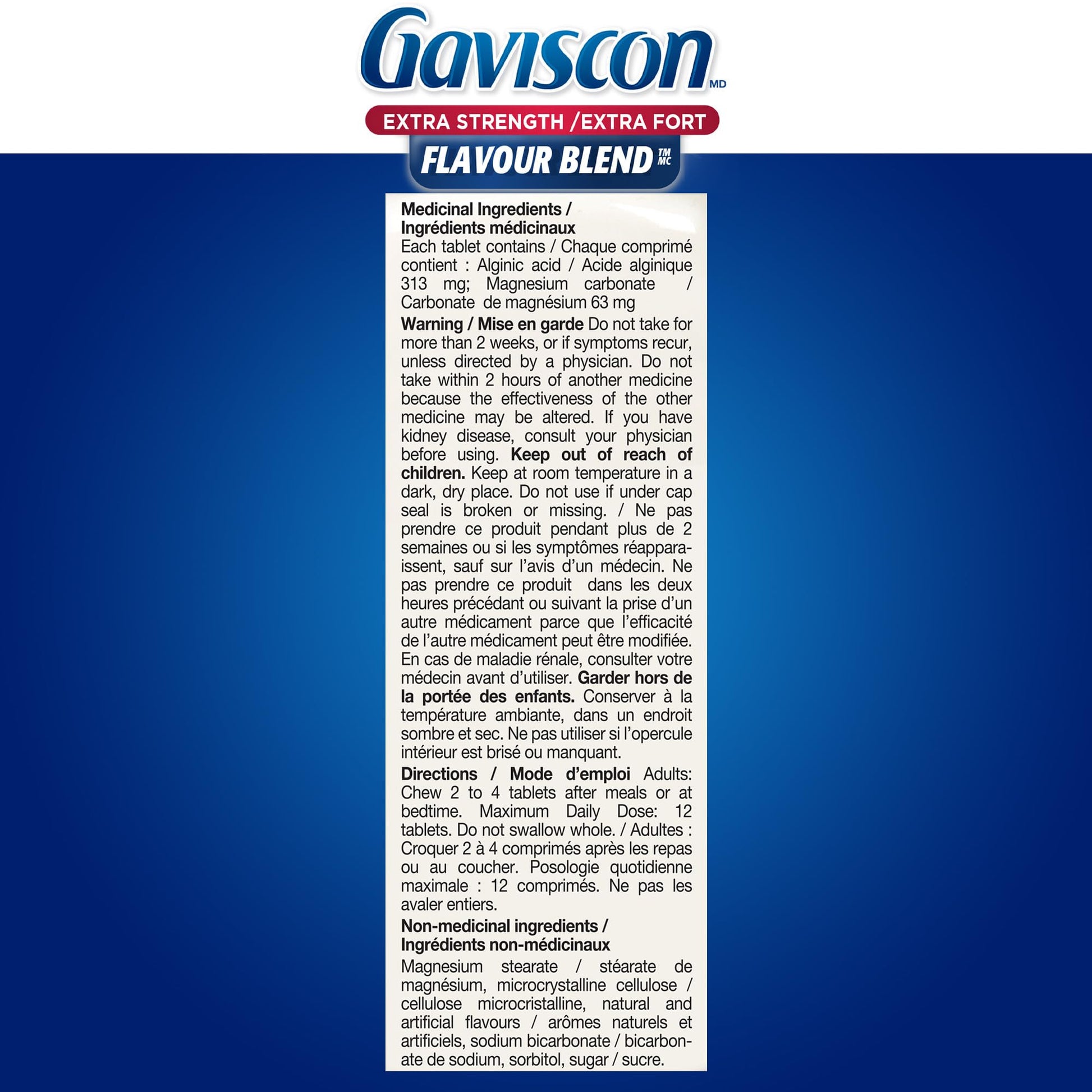Gaviscon Extra Strength Flavour Burst Tablets - 120 Count - Chewable Foaming Antacid Tablets for Day and Night Heartburn Relief, Acid Reflux and GERD Relief, Fruit Blast - Free of Aluminum, Lactose and Gluten Gaviscon